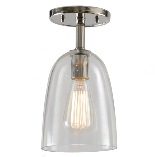 JVI Designs 1301-15 G4 One light grand central ceiling mount oil polish nickel finish 6" Wide, clear mouth blown glass ramona shade